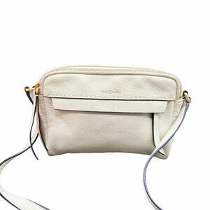Vera Bradley Cream Pebbled Leather Crossbody Floral Lined Small Bag